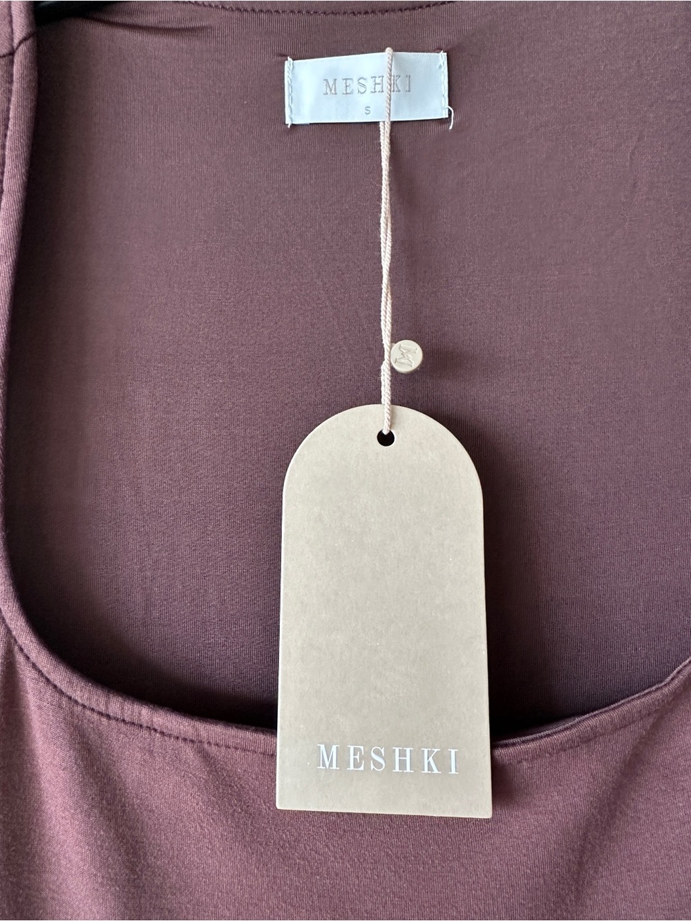 Meshki Sharon Scuba Jersey Midi Dress Cacao Brown, S - NWT - Picture 3 of 6